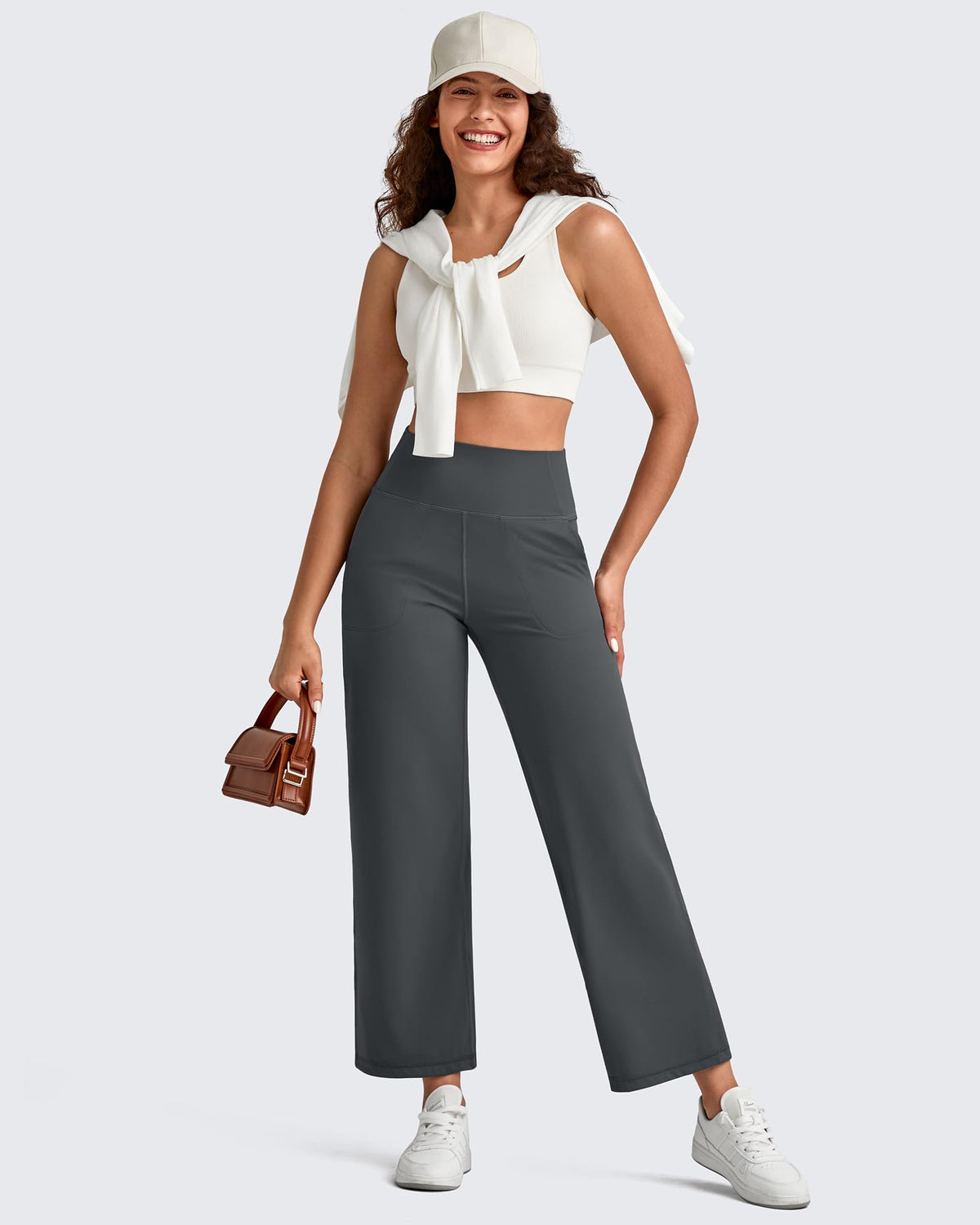 BareFeel High Waist Wide Leg Ankle Length Pants