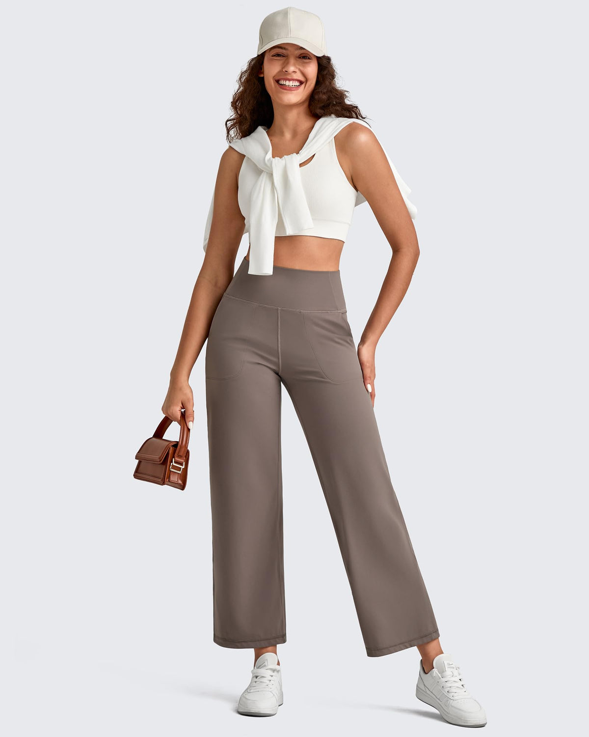 BareFeel High Waist Wide Leg Ankle Length Pants