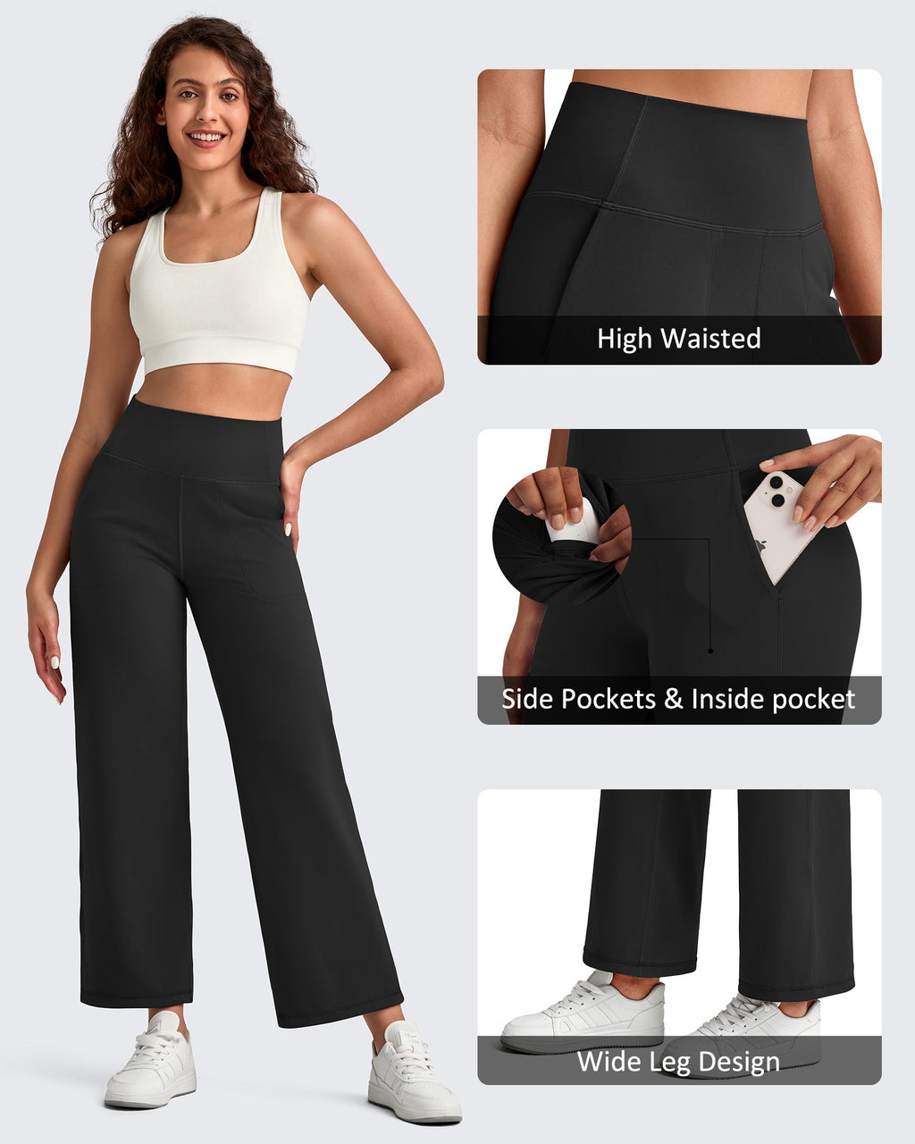 BareFeel High Waist Wide Leg Ankle Length Pants