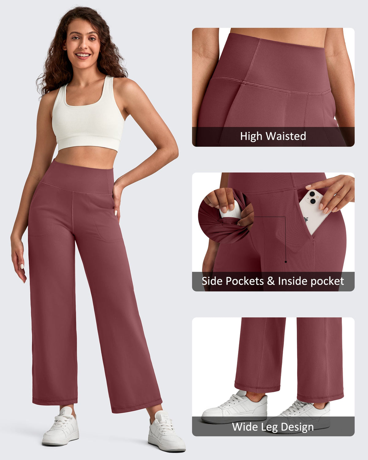 BareFeel High Waist Wide Leg Ankle Length Pants