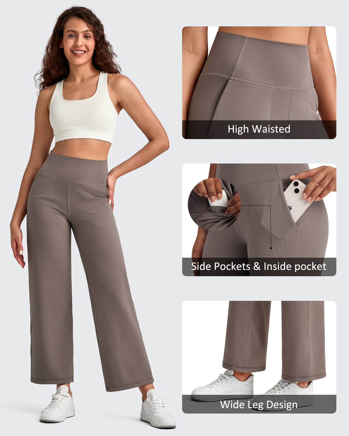 BareFeel High Waist Wide Leg Ankle Length Pants