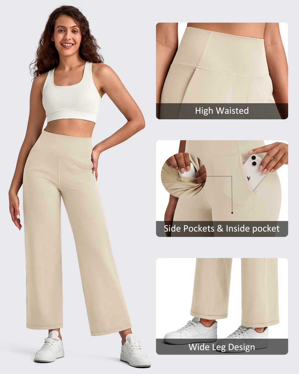 BareFeel High Waist Wide Leg Ankle Length Pants