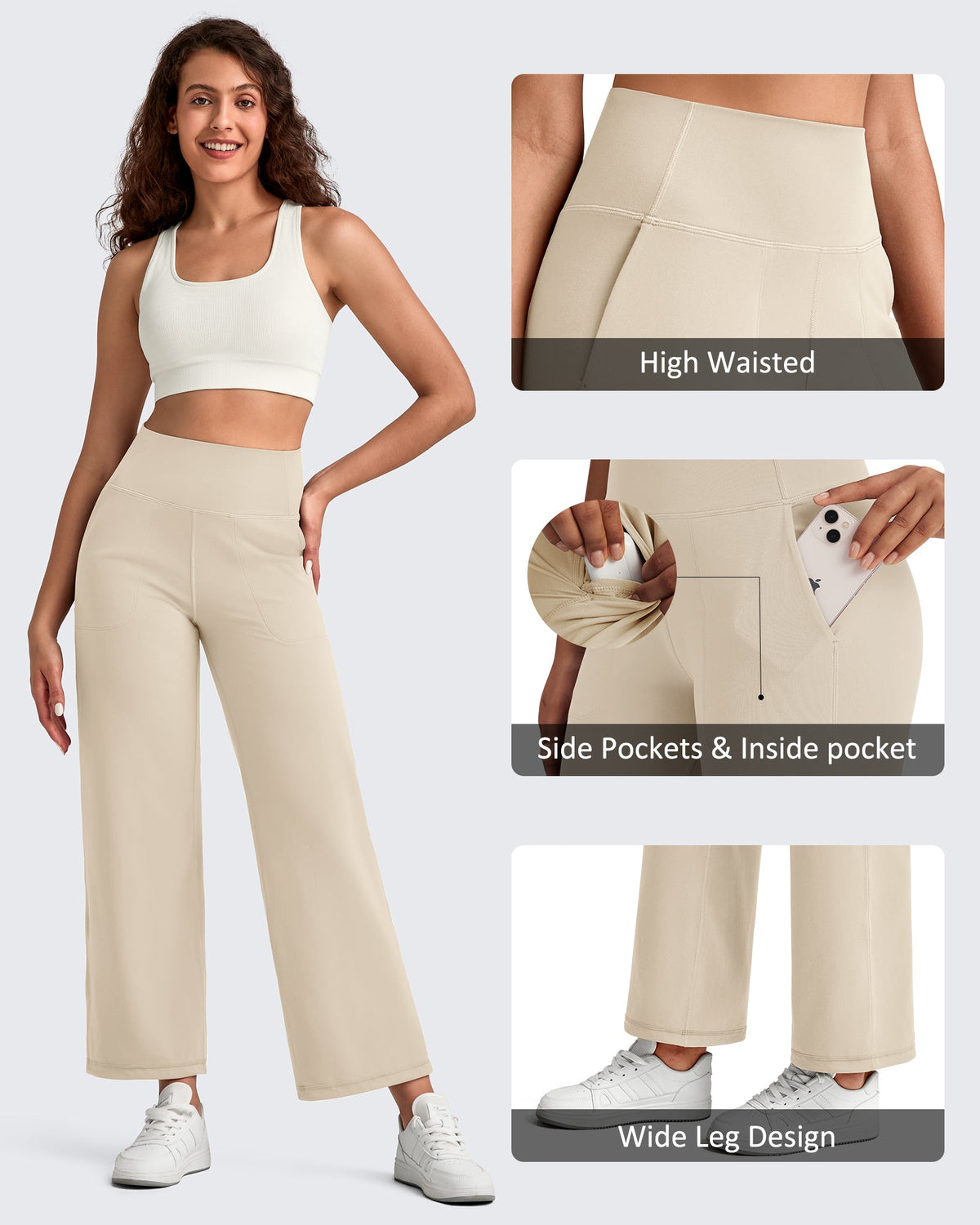 BareFeel High Waist Wide Leg Ankle Length Pants