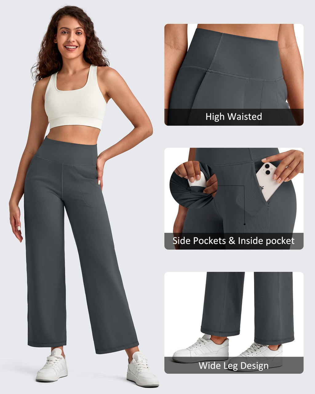 BareFeel High Waist Wide Leg Ankle Length Pants