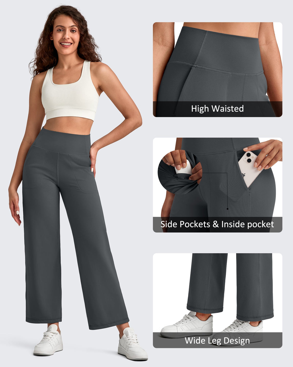 BareFeel High Waist Wide Leg Ankle Length Pants