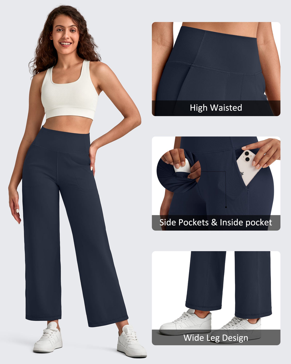 BareFeel High Waist Wide Leg Ankle Length Pants