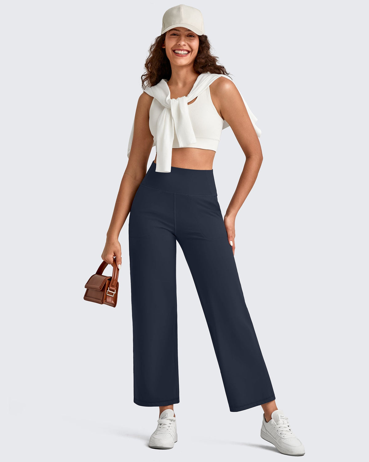 BareFeel High Waist Wide Leg Ankle Length Pants