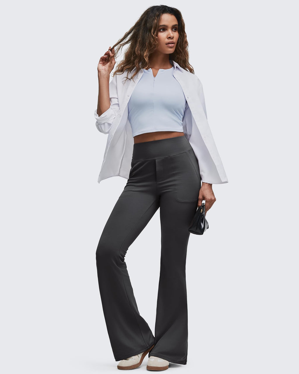 BareFeel High Waisted Pockets Flare Dress Pants