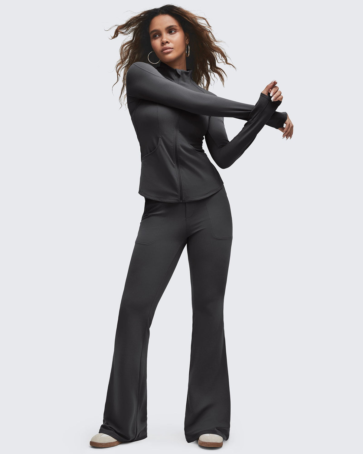 BareFeel High Waisted Pockets Flare Dress Pants