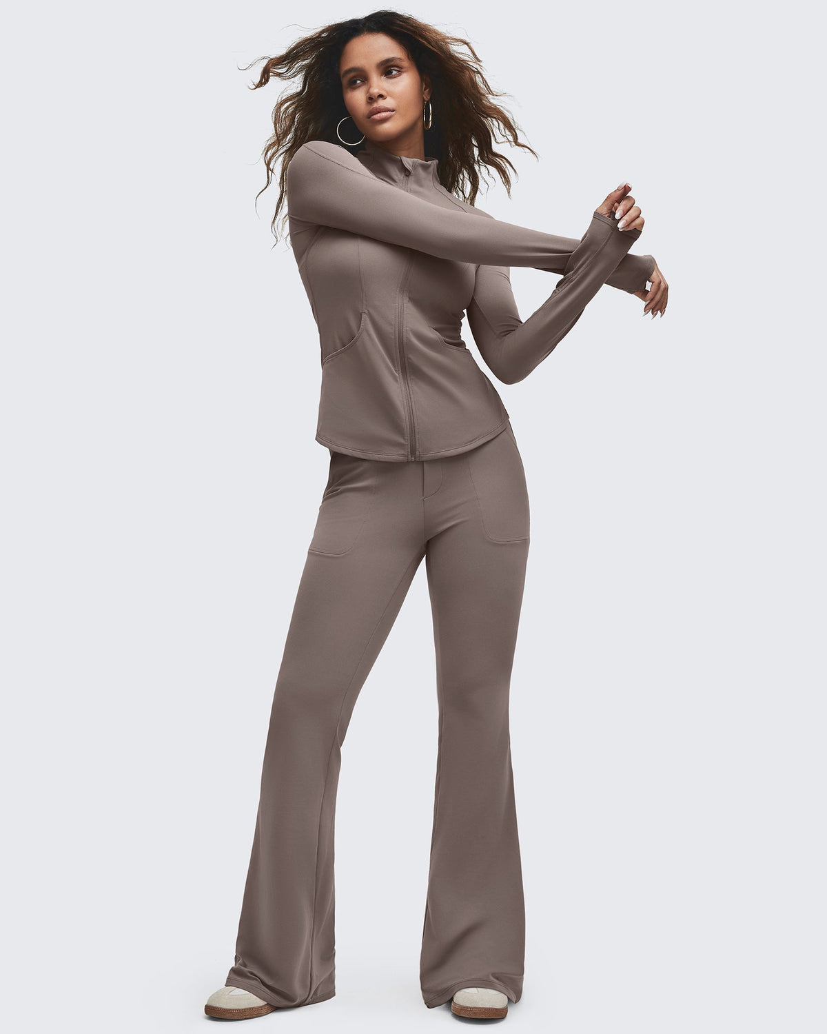 BareFeel High Waisted Pockets Flare Dress Pants