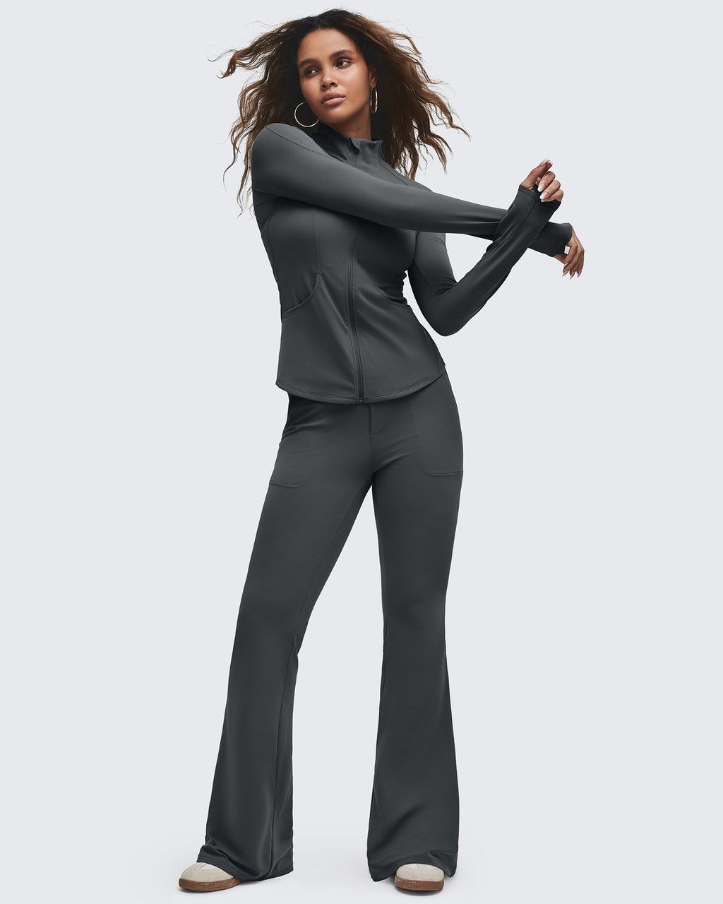 BareFeel High Waisted Pockets Flare Dress Pants