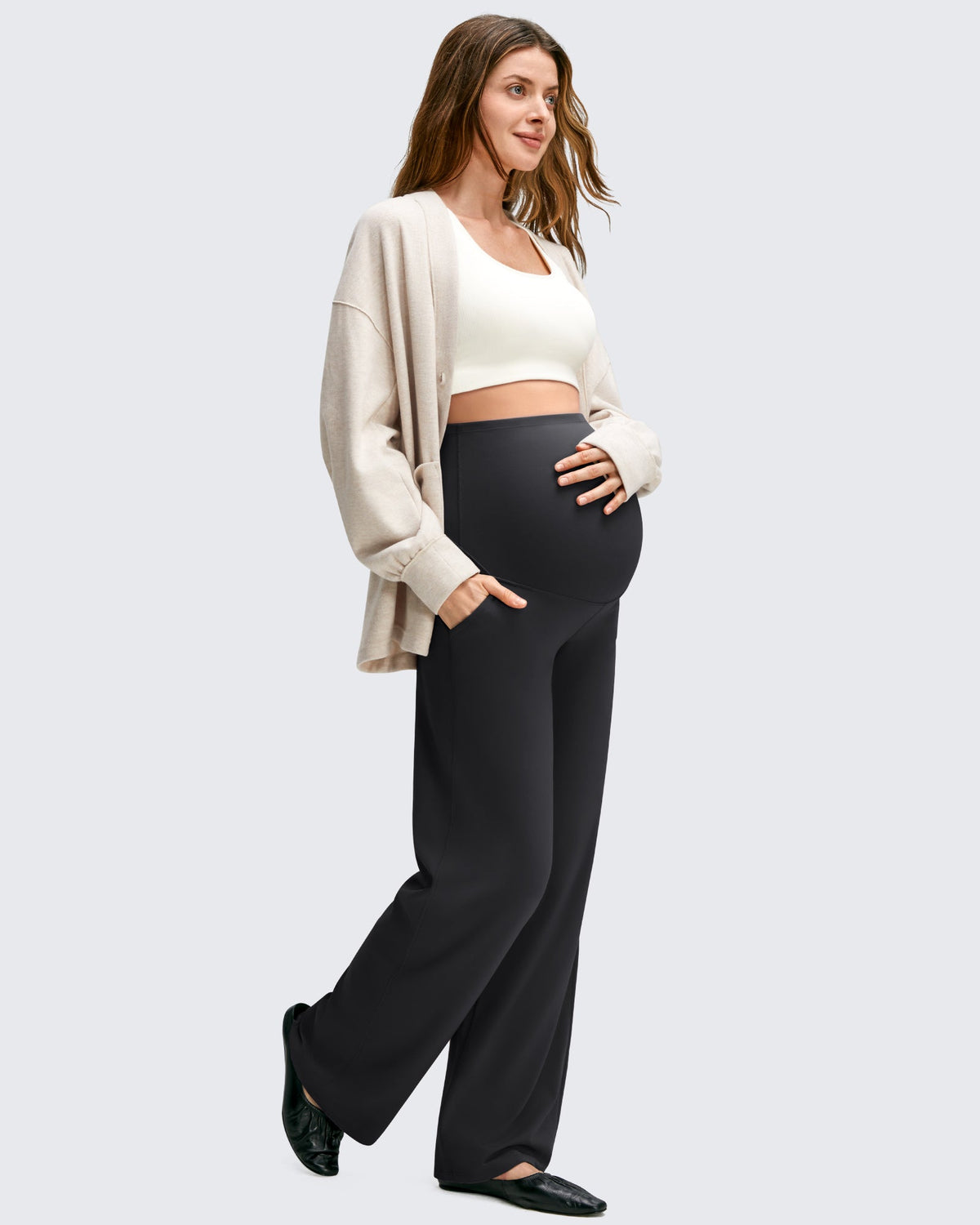 BareFeel Maternity Casual Pockets Wide-Leg Pants