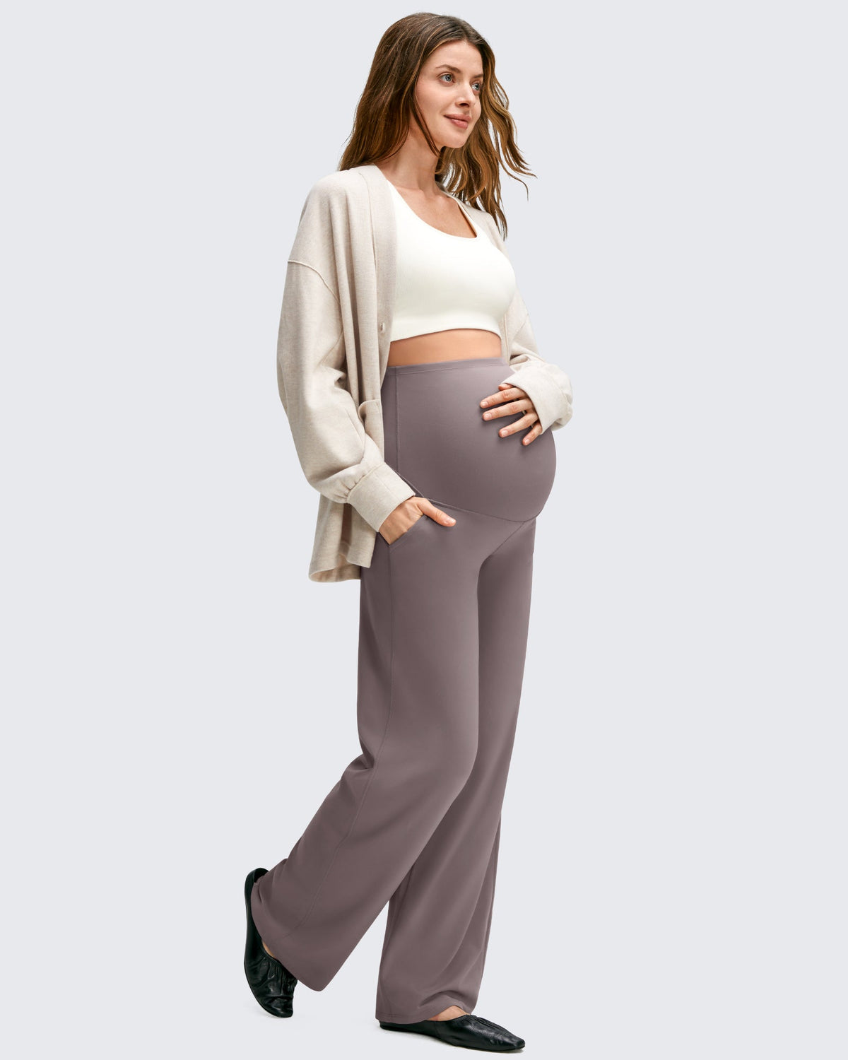 BareFeel Maternity Casual Pockets Wide-Leg Pants