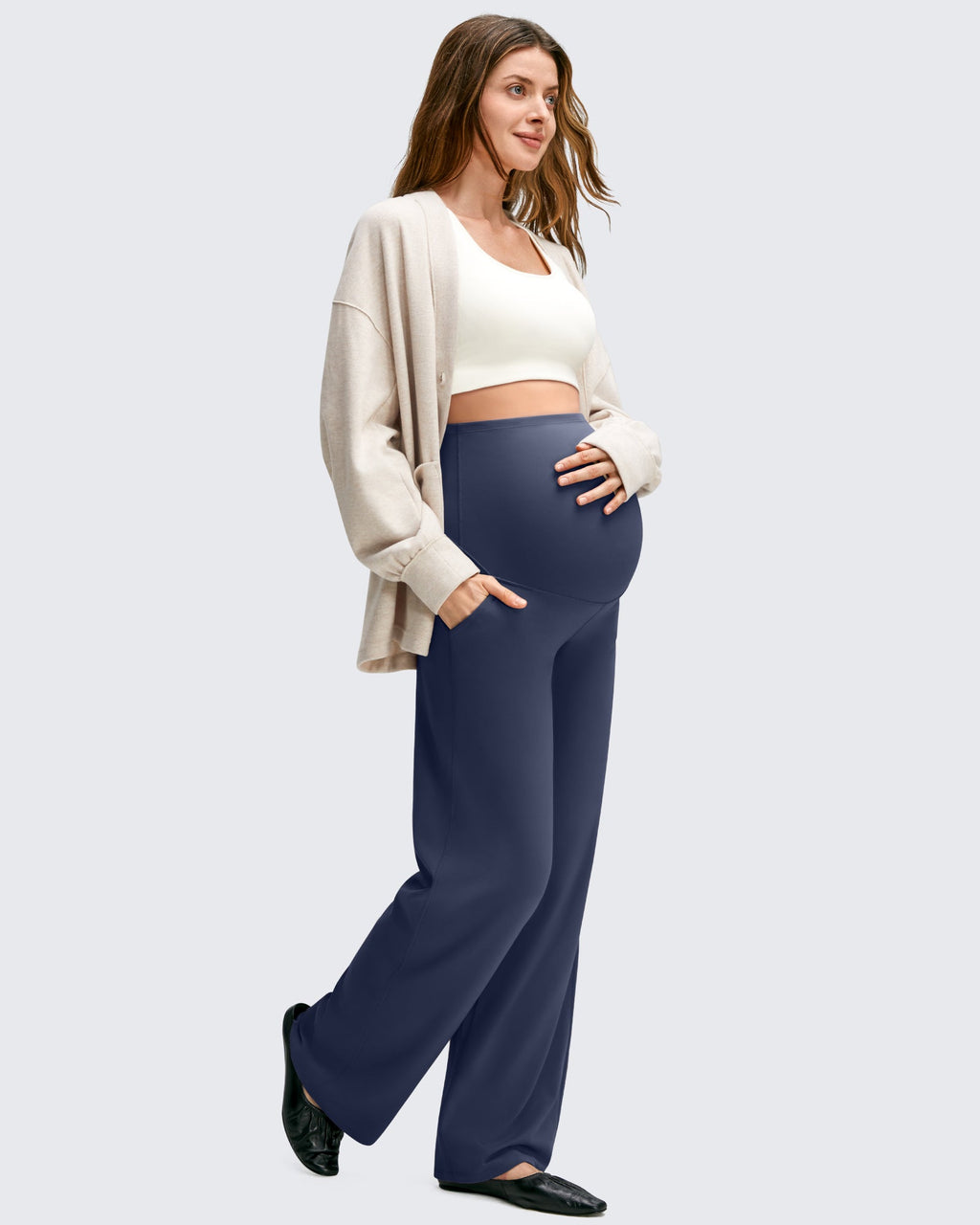 BareFeel Maternity Casual Pockets Wide-Leg Pants