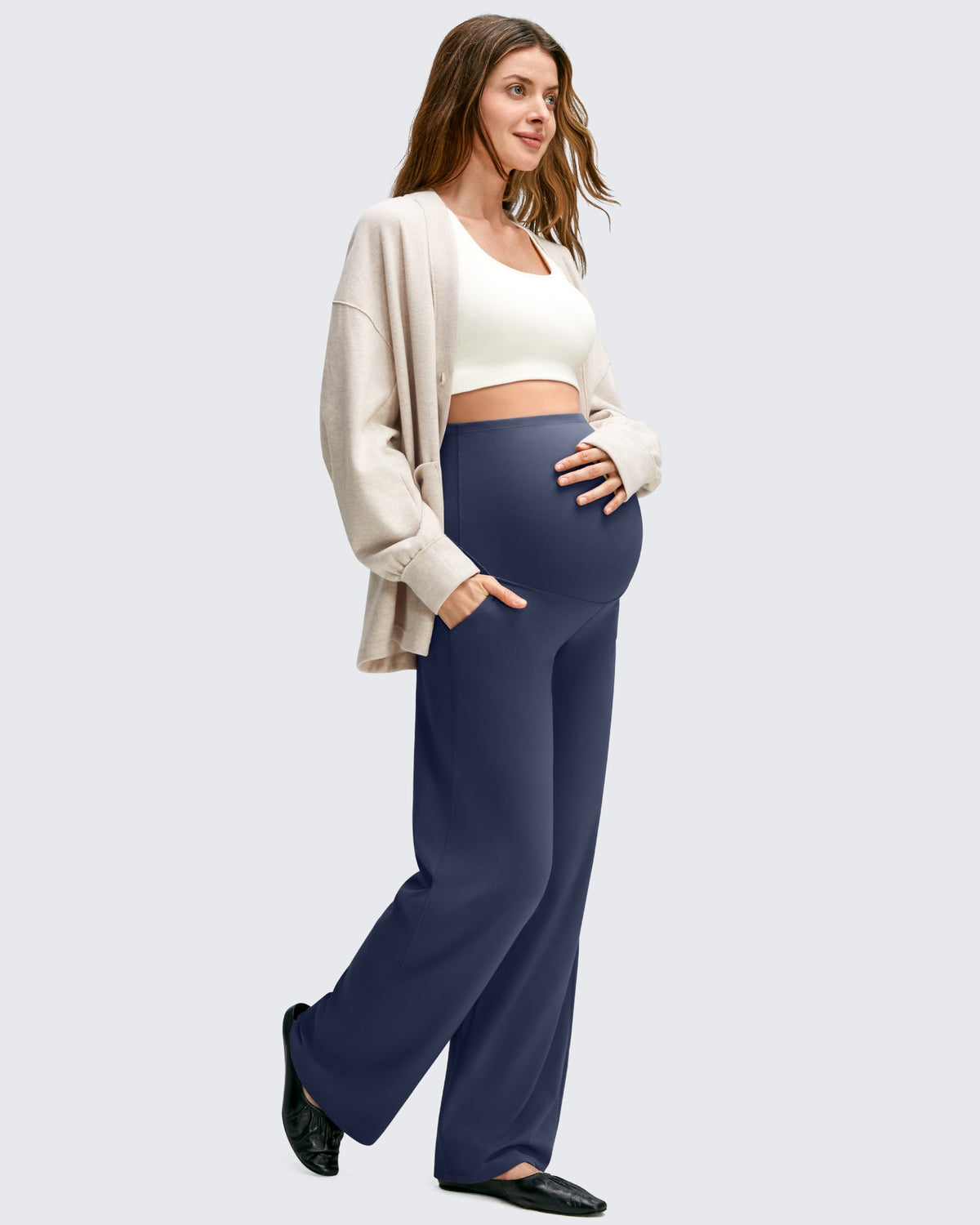 BareFeel Maternity Casual Pockets Wide-Leg Pants