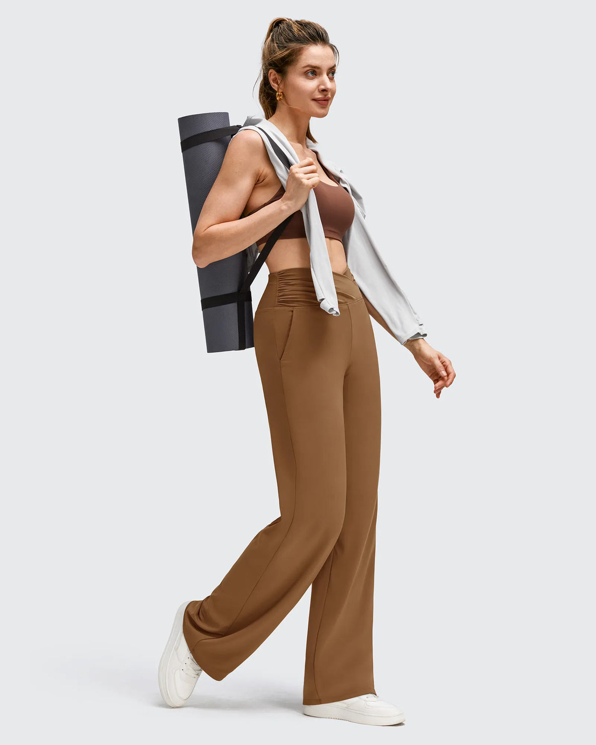 BareFeel Side Pleated V Waist Wide Leg Yoga Pants