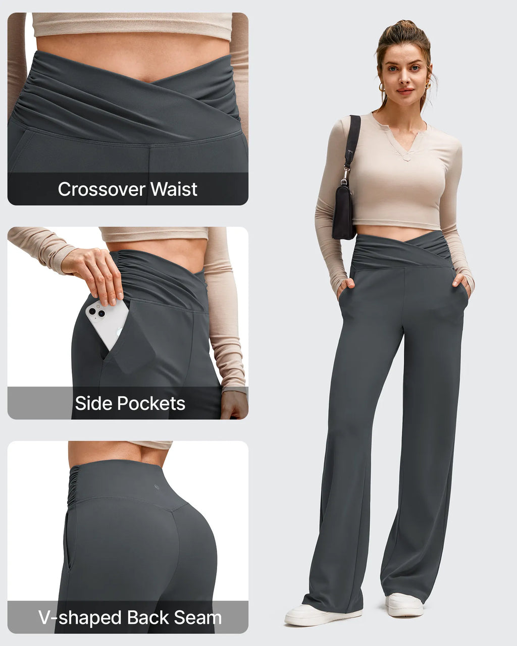 BareFeel Side Pleated V Waist Wide Leg Yoga Pants