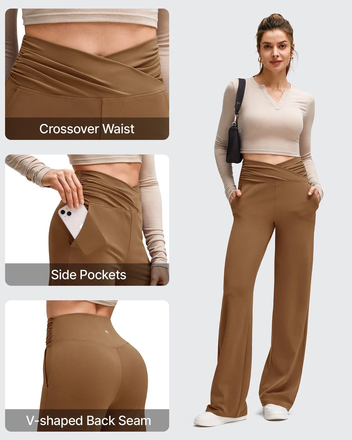BareFeel Side Pleated V Waist Wide Leg Yoga Pants