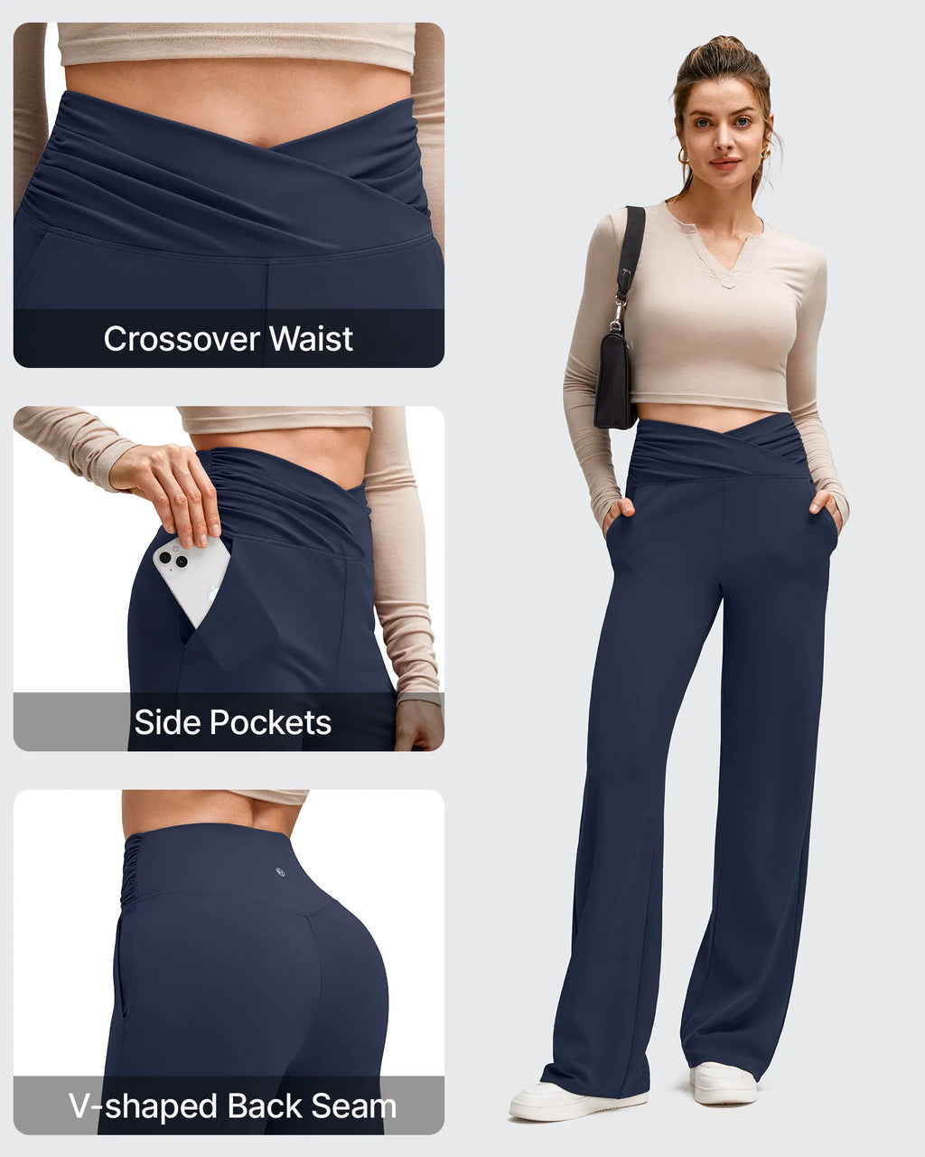 BareFeel Side Pleated V Waist Wide Leg Yoga Pants