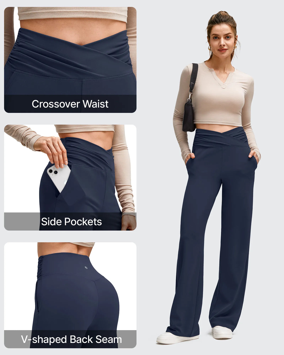 BareFeel Side Pleated V Waist Wide Leg Yoga Pants