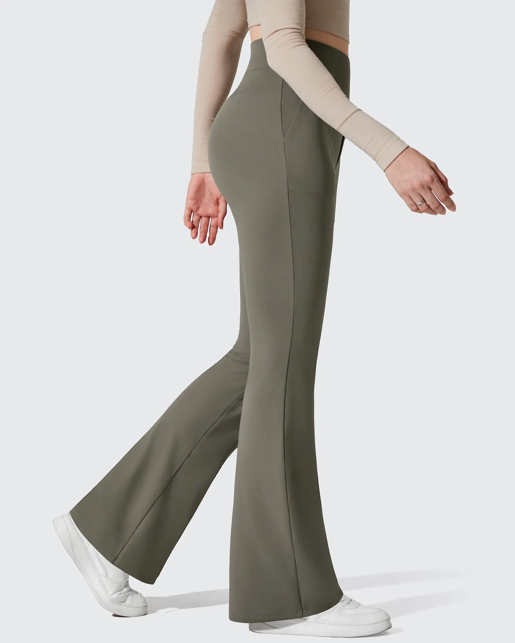 Barefeel Fleece Lined Pockets Flare Yoga Pants