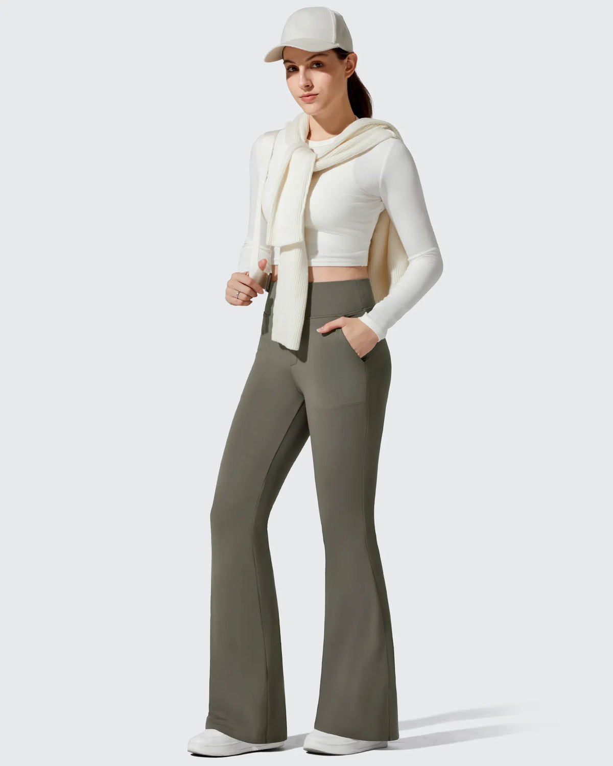 Barefeel Fleece Lined Pockets Flare Yoga Pants