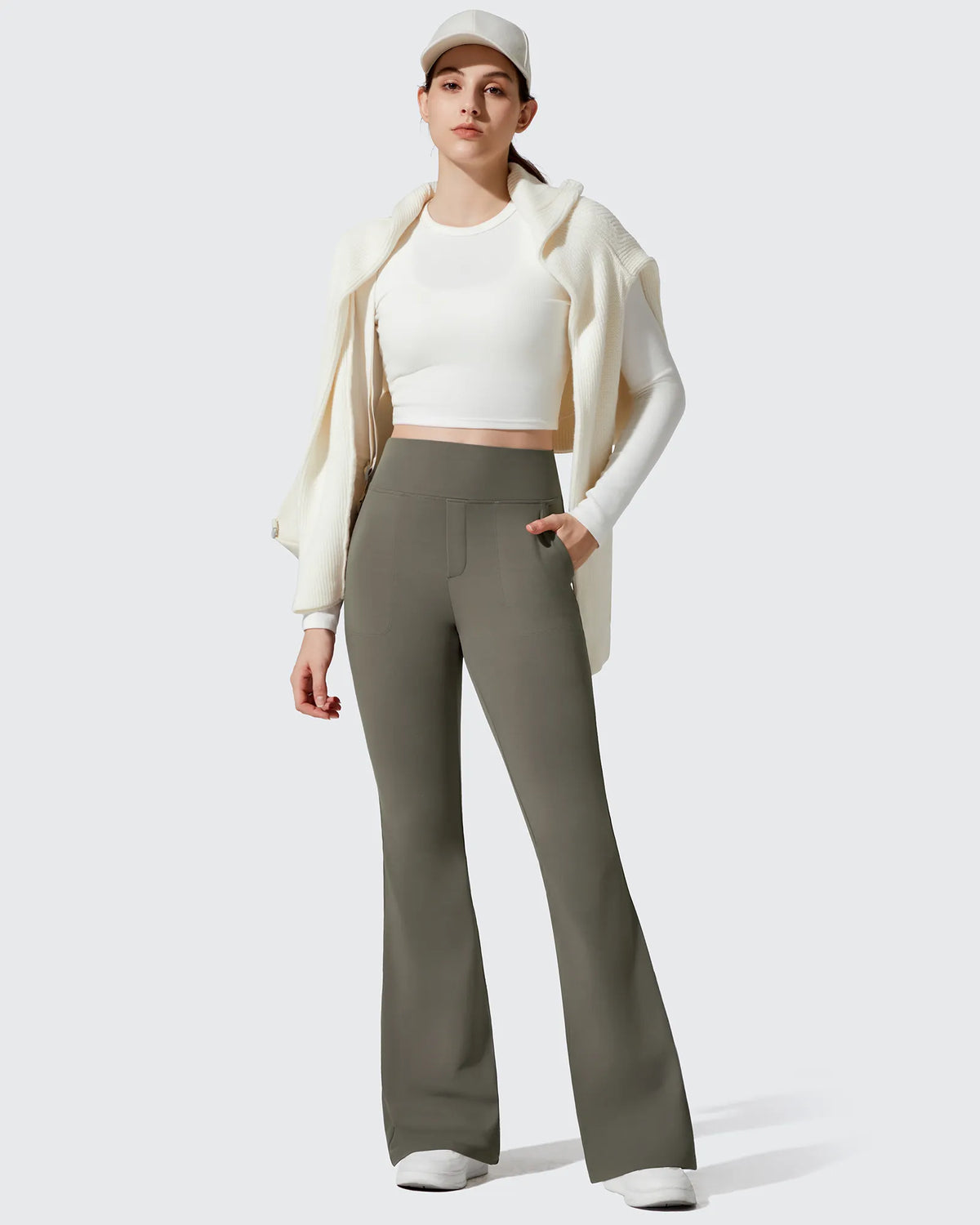 Barefeel Fleece Lined Pockets Flare Yoga Pants