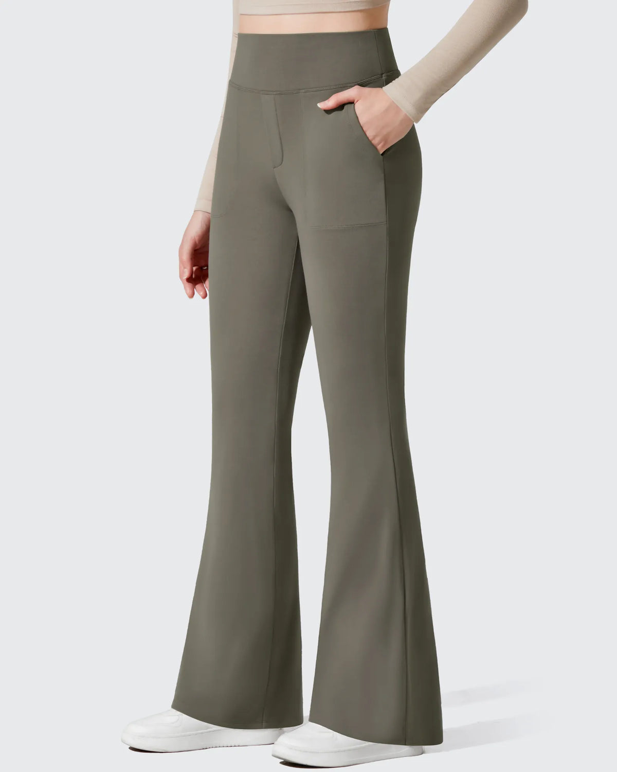 Barefeel Fleece Lined Pockets Flare Yoga Pants