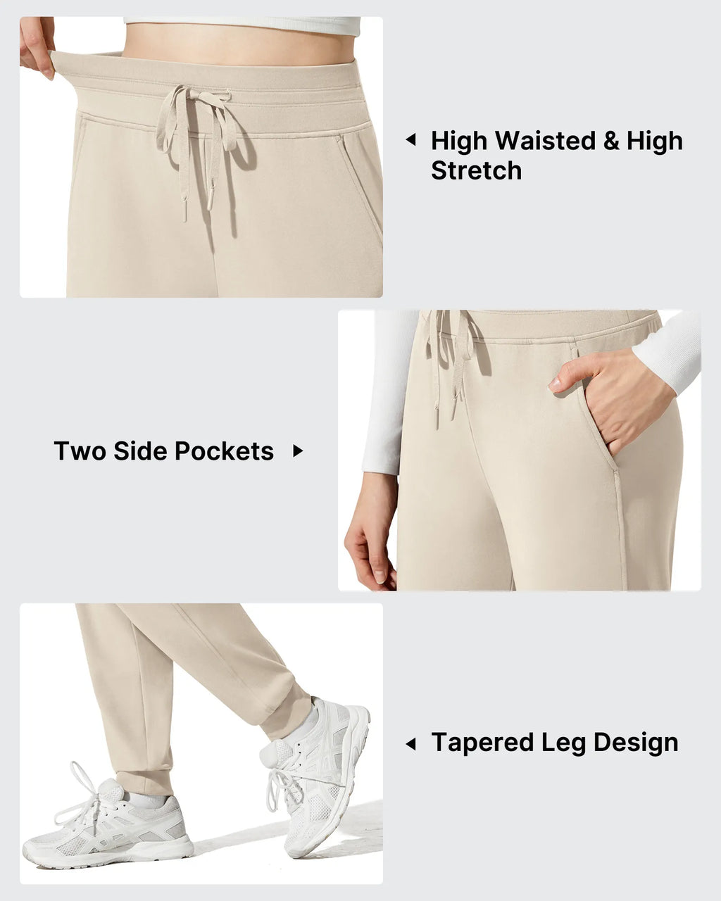 Barefeel Fleece Lined Tapered Leg Drawstring Joggers