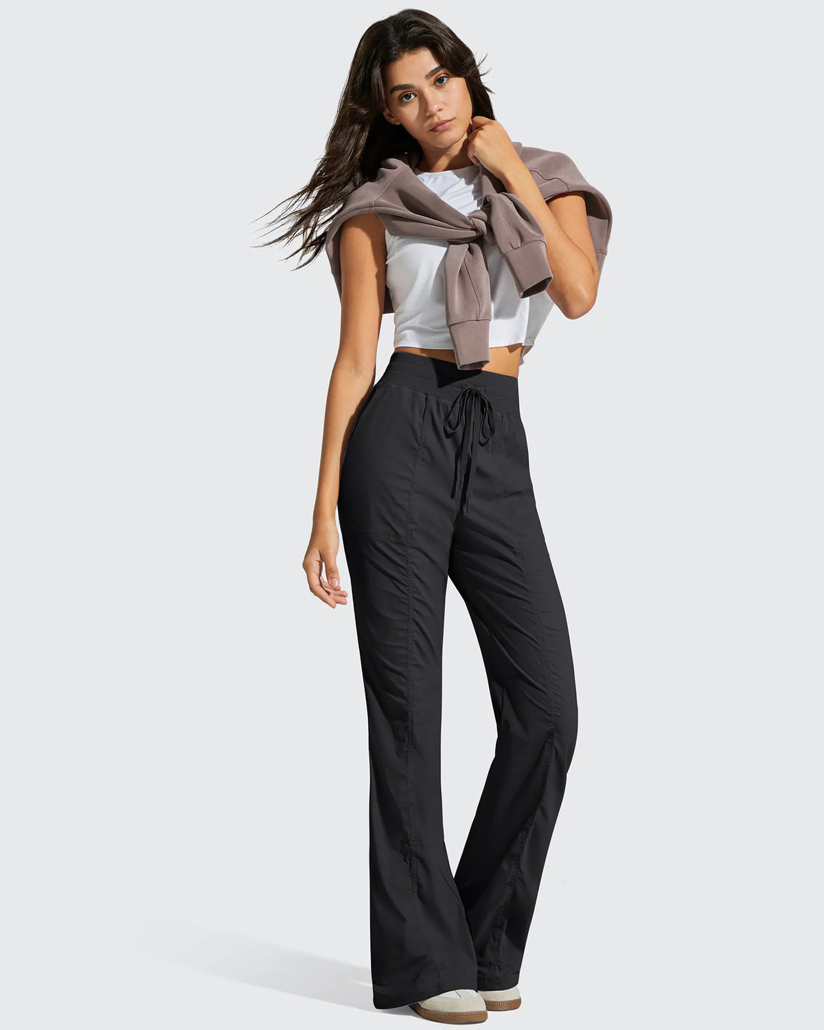 Breezeline Flare Pockets High Waist Drawstring Leggings