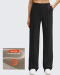 Business Front Pleats Wide Leg Fleece Lined Pants