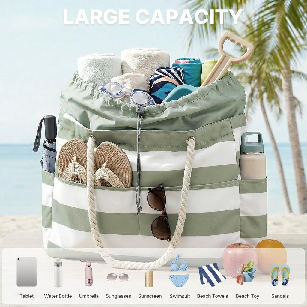 Canvas Waterproof Sandproof Large Beach Tote Bags