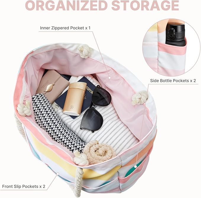 Canvas Waterproof Sandproof Large Beach Tote Bags