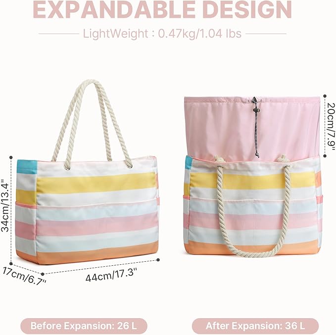 Canvas Waterproof Sandproof Large Beach Tote Bags