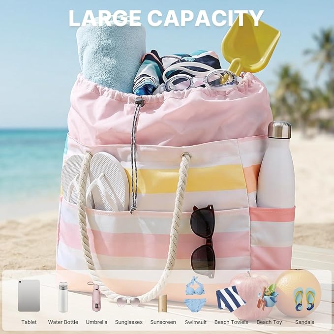 Canvas Waterproof Sandproof Large Beach Tote Bags