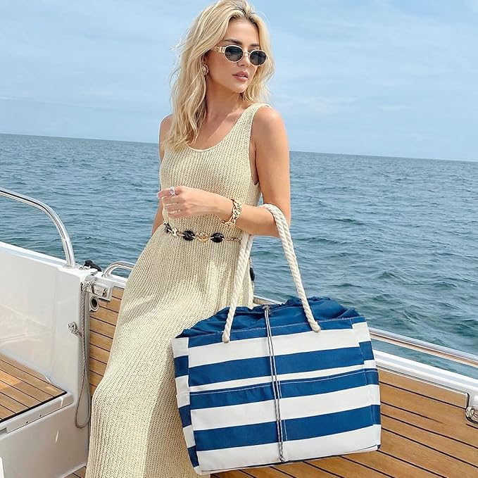 Canvas Waterproof Sandproof Large Beach Tote Bags