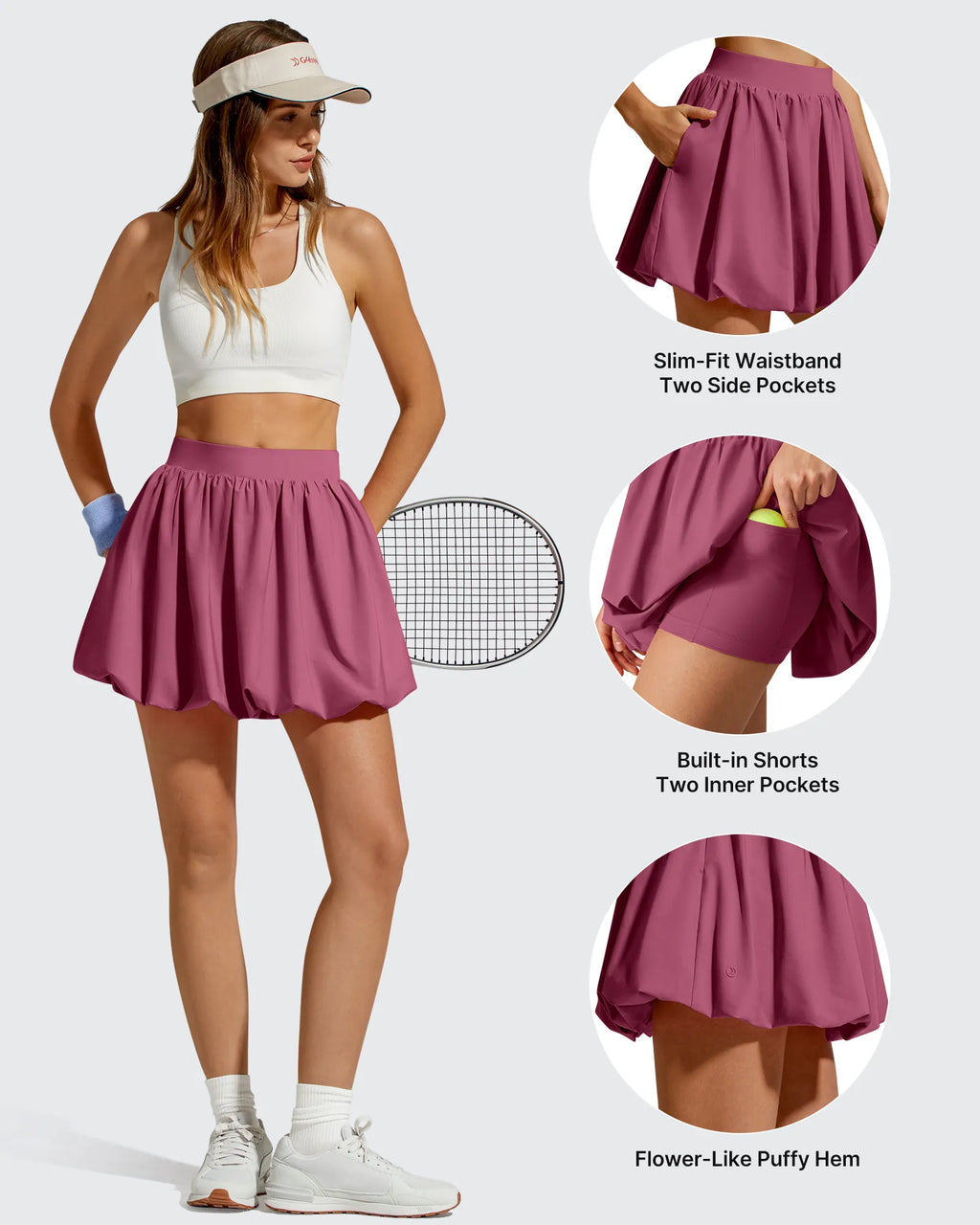 Chillwhisp Bubble Ruffled Hem Inner Shorts Tennis Skirts 14''