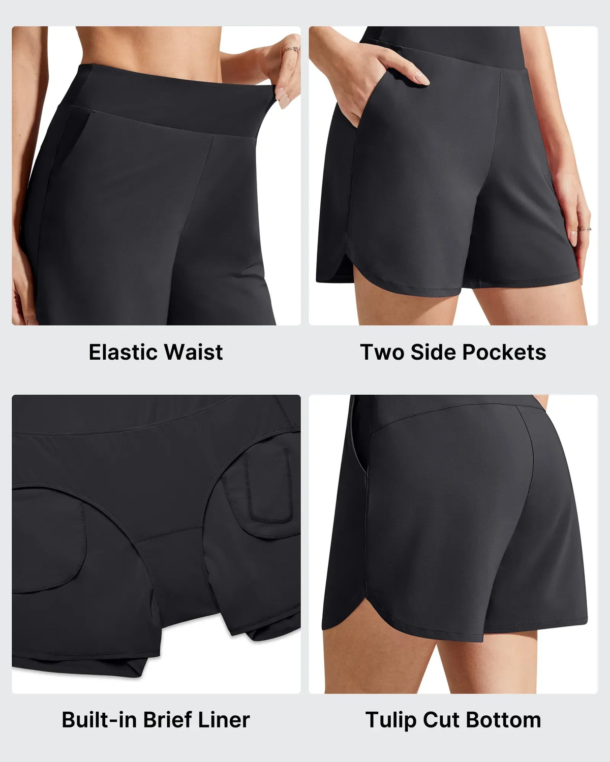 Chillwhisp Built-in Brief Liner High Waist Athletic Shorts