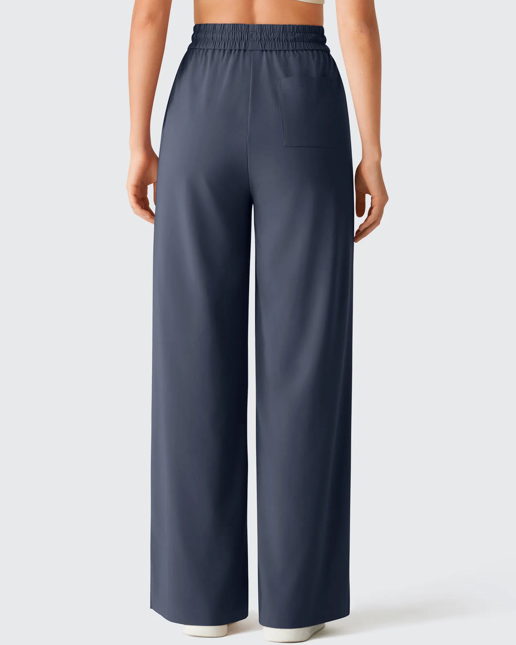 Chillwhisp Drawstring Side Slit Flowy Palazzo Wide Leg Pants