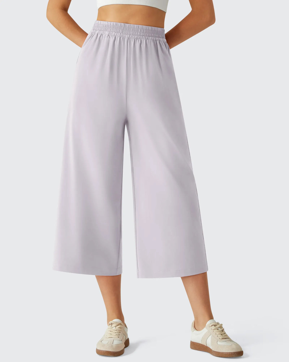 Chillwhisp Elastic Waist Flowy Wide Leg Capri Pants 20''