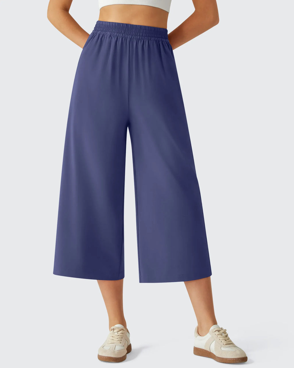 Chillwhisp Elastic Waist Flowy Wide Leg Capri Pants 20''
