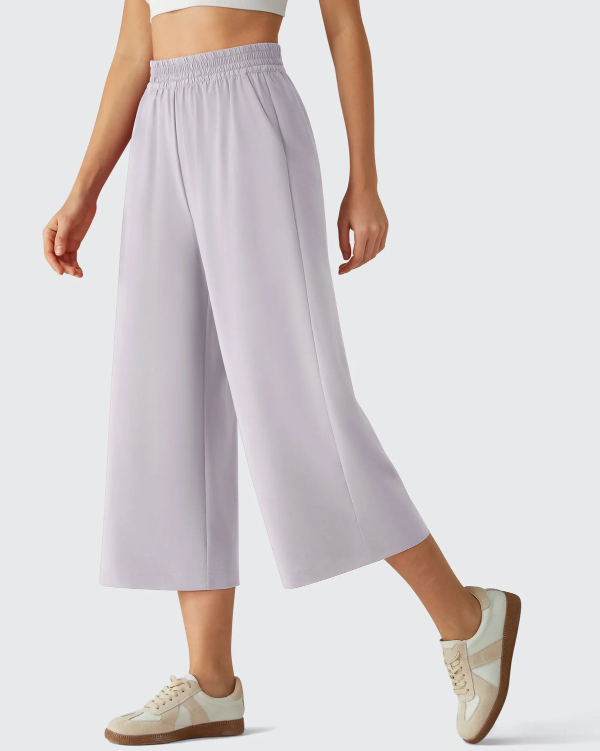 Chillwhisp Elastic Waist Flowy Wide Leg Capri Pants 20''