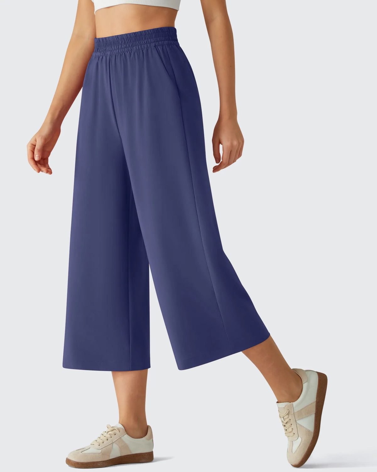 Chillwhisp Elastic Waist Flowy Wide Leg Capri Pants 20''