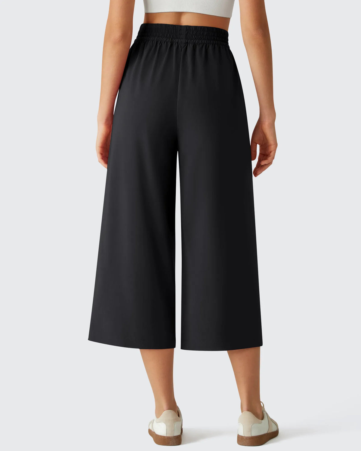 Chillwhisp Elastic Waist Flowy Wide Leg Capri Pants 20''