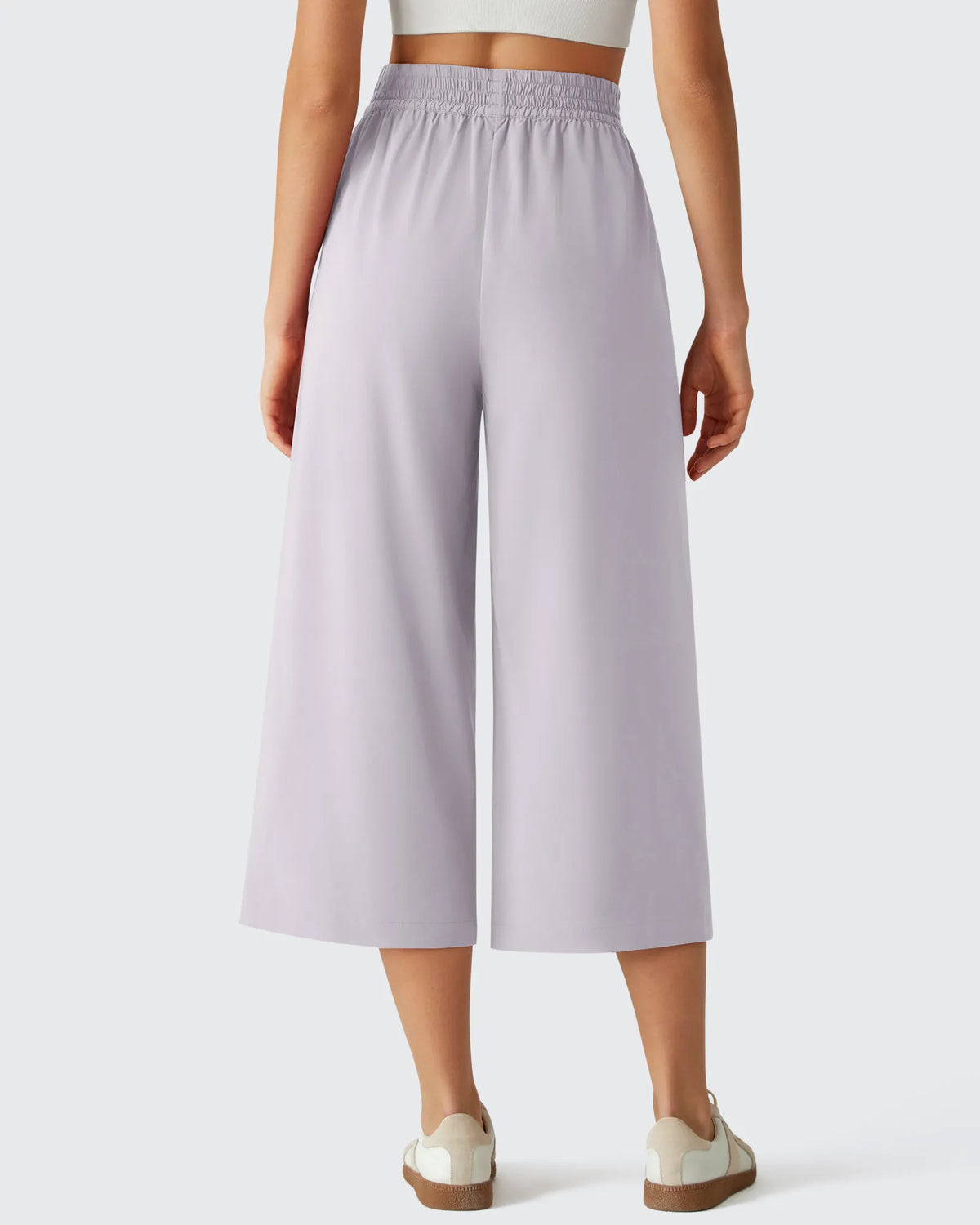 Chillwhisp Elastic Waist Flowy Wide Leg Capri Pants 20''