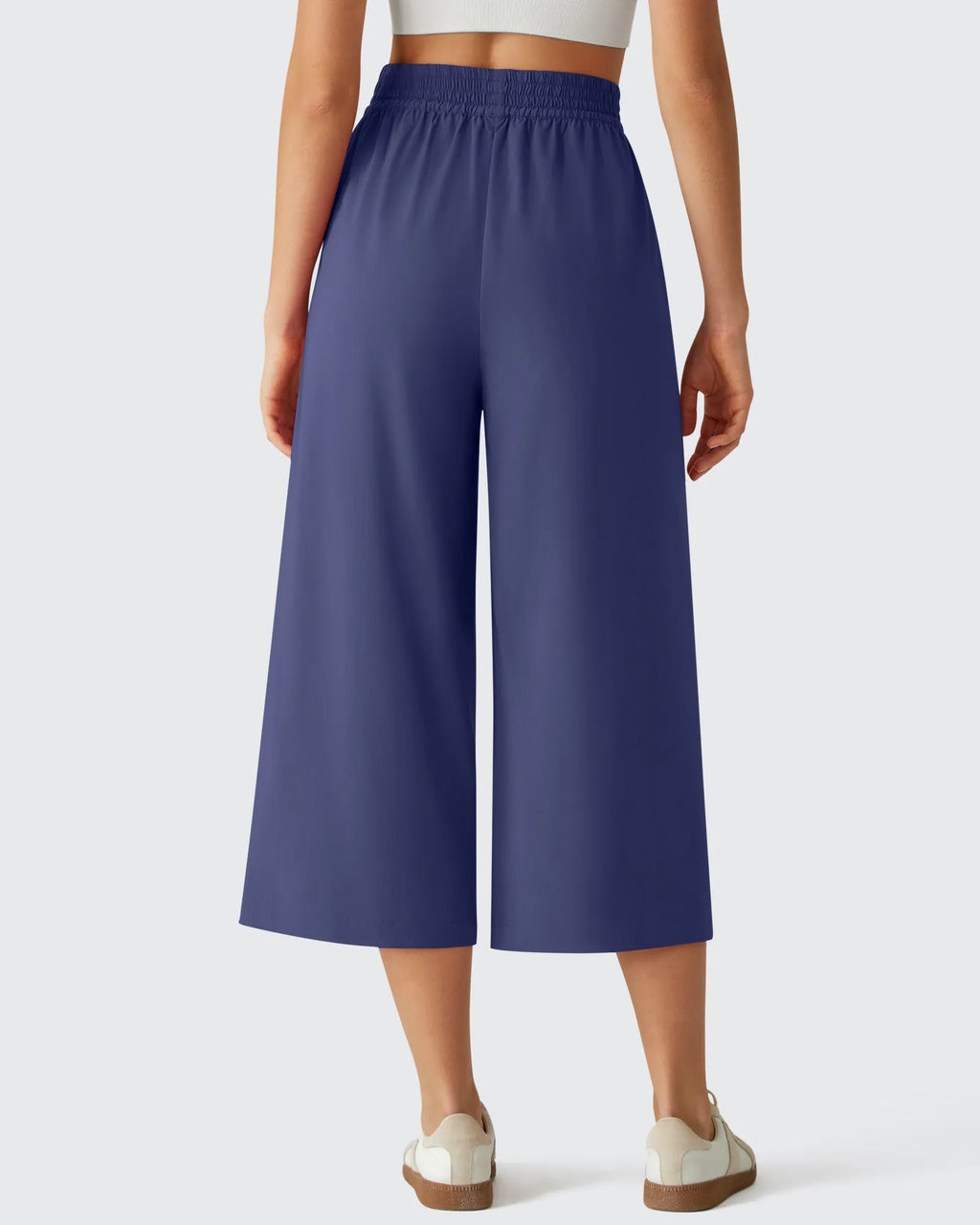 Chillwhisp Elastic Waist Flowy Wide Leg Capri Pants 20''