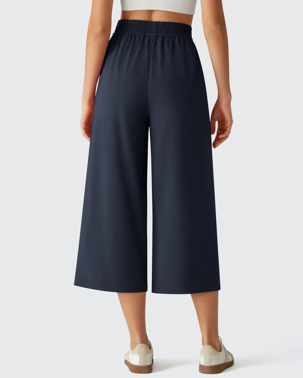 Chillwhisp Elastic Waist Flowy Wide Leg Capri Pants 20''