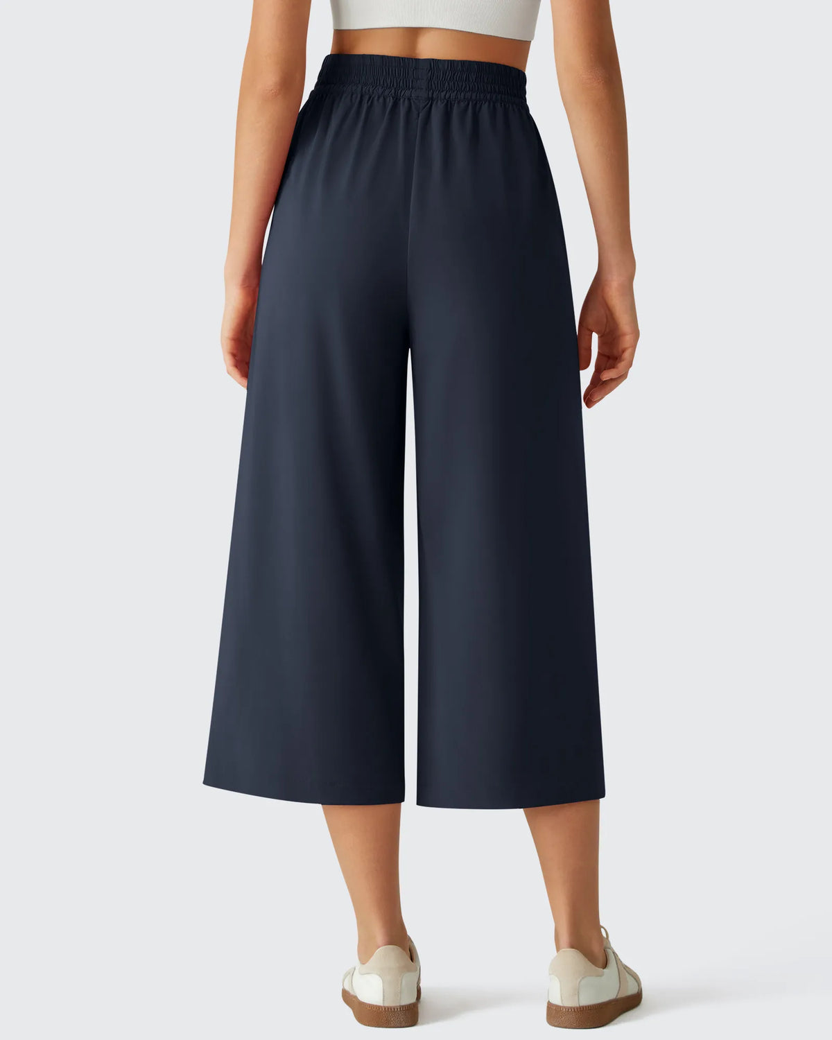 Chillwhisp Elastic Waist Flowy Wide Leg Capri Pants 20''