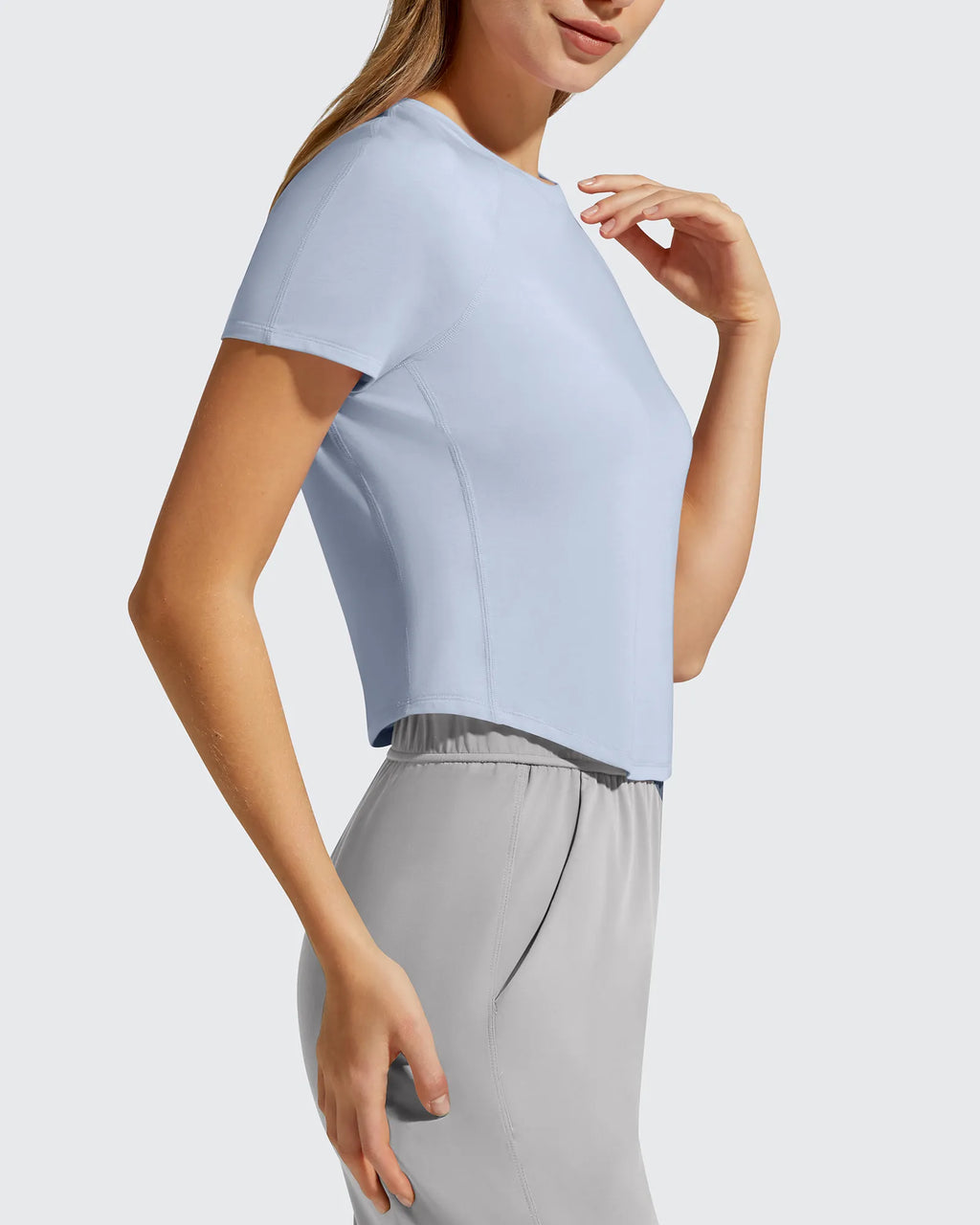 Cropped Crewneck Relaxed Fit Short Sleeve Tops