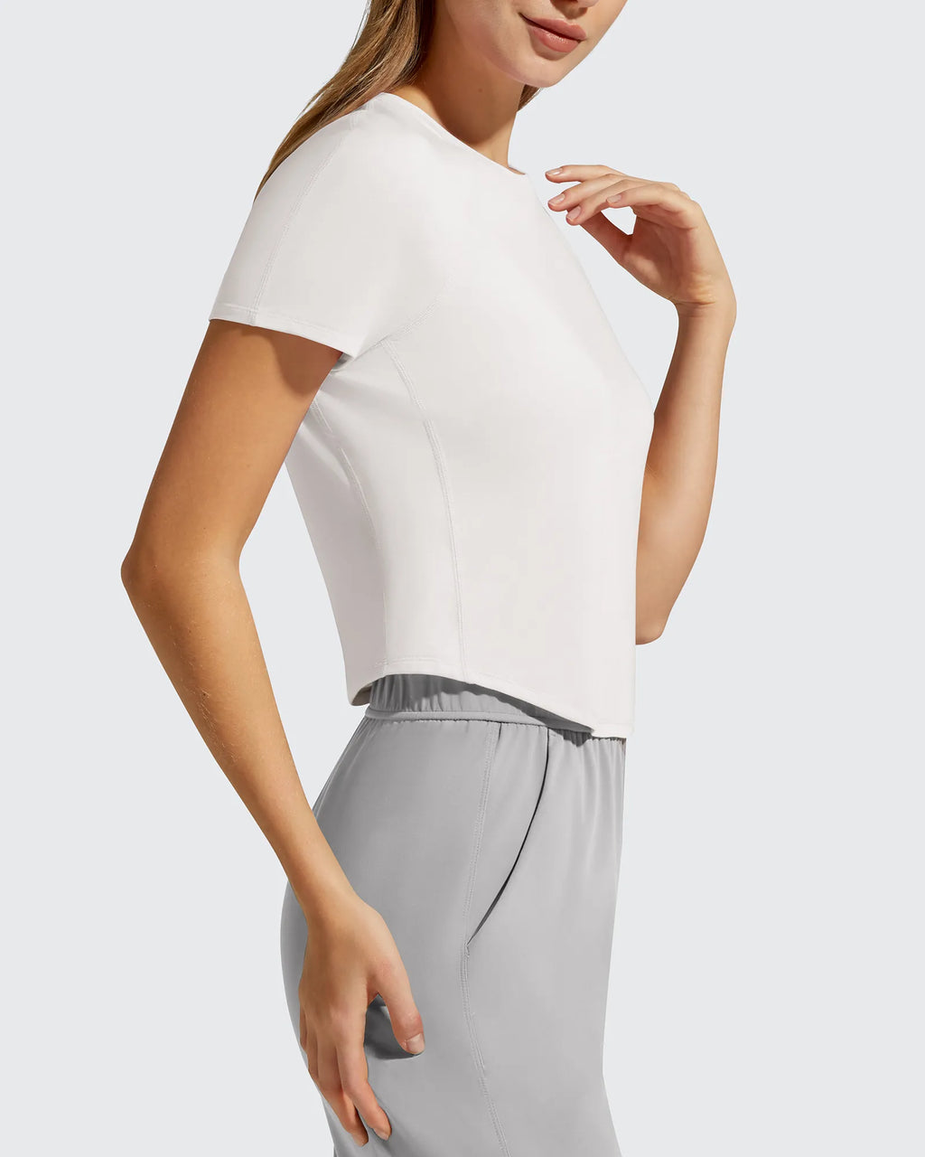 Cropped Crewneck Relaxed Fit Short Sleeve Tops